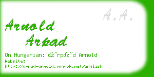 arnold arpad business card